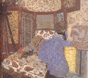 Edouard Vuillard Ms. wearing blue clothes and children oil painting